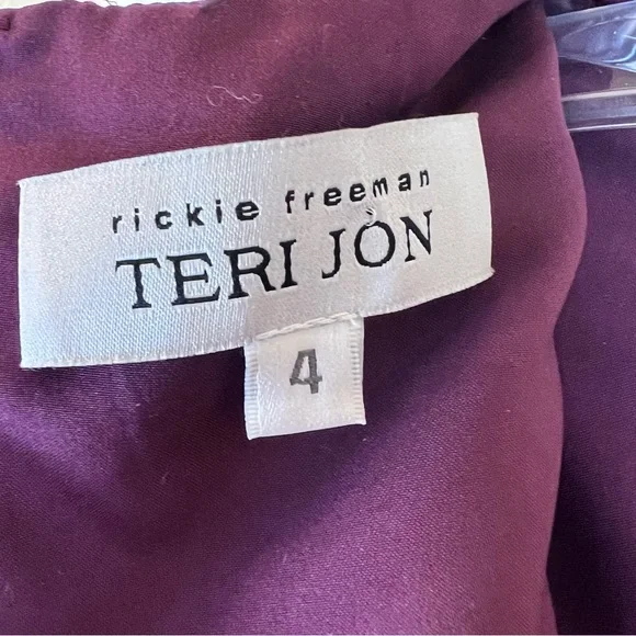 Ricki Freeman Teri Jon Burgundy Sparkle Brocade Dress Size 4 - Picture 6 of 10